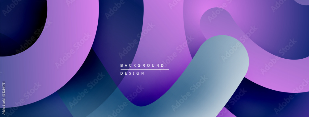 Poster Abstract fluid shapes, purple hues dominate. Gradient colors create dynamic composition. Modern design element for backgrounds.