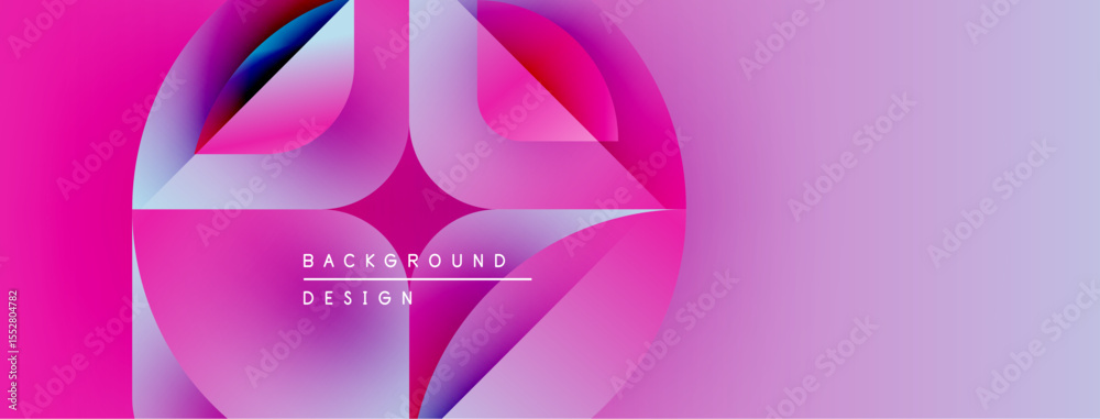 Poster Abstract pink, purple gradients form flowing shapes. Modern design elements create dynamic visual texture. Background features text labels.