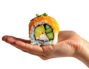 hand holding sushi