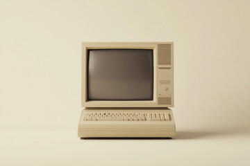 Classic Computer with Green Monochrome Screen

