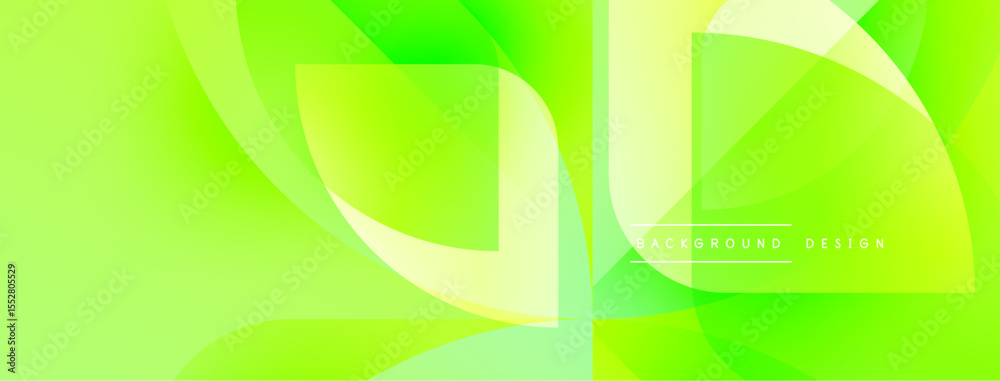 Poster Bright green abstract background. Overlapping shapes create dynamic visual effect. Modern design suitable for digital projects.