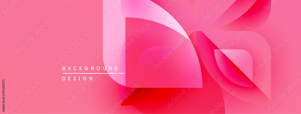 Poster Abstract pink design features layered geometric shapes. Gradient colors create modern visual effect. Minimalist style, suitable background element.