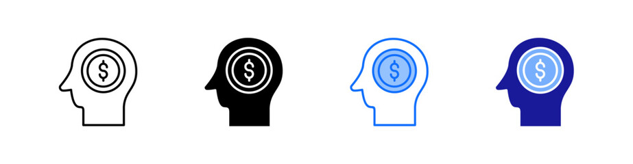 Mind Multiple Style Icon Set Vector 