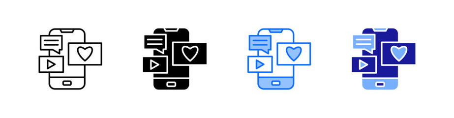 Fototapeta premium Social Media Multiple Style Icon Set Vector 