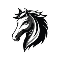 Stylized Black and White Horse Head