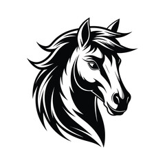 Stylized Black and White Horse Head