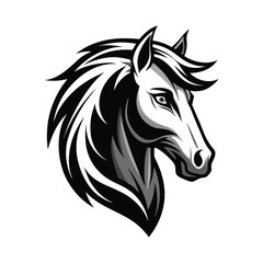 Stylized Black and White Horse Head