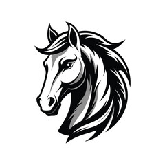 Stylized Black and White Horse Head