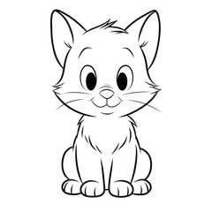 Cute little cat coloring page - vector illustration on white background