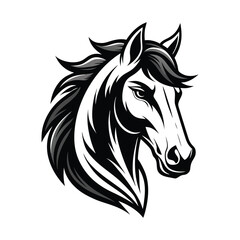 Stylized Black and White Horse Head