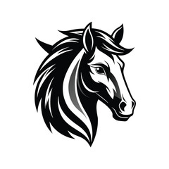 Stylized Black and White Horse Head