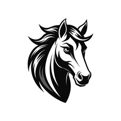 Stylized Black and White Horse Head