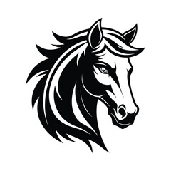 Stylized Black and White Horse Head