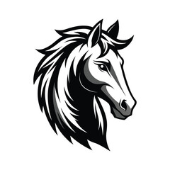 Stylized Black and White Horse Head