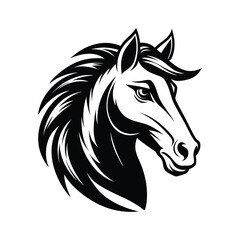 Stylized Black and White Horse Head