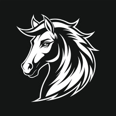 Stylized Black and White Horse Head