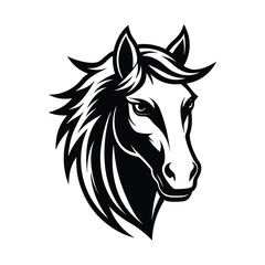 Stylized Black and White Horse Head
