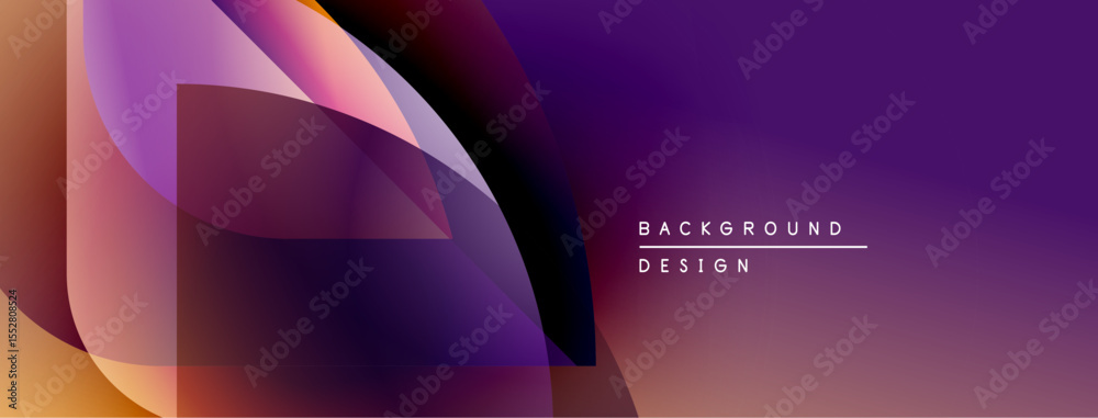 Poster Abstract colorful shapes overlap, creating dynamic gradient background. Modern design elements suggest fluidity, innovation.