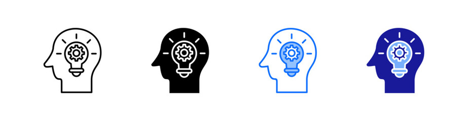 Knowledge Management Multiple Style Icon Set Vector 