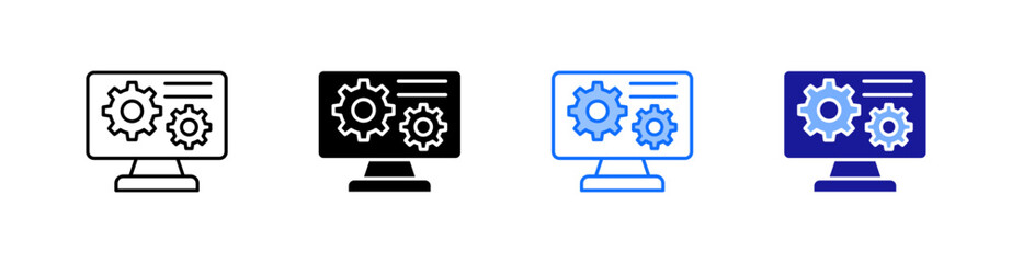 System Multiple Style Icon Set Vector 