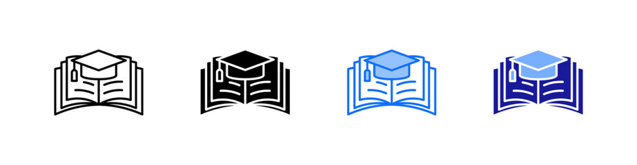 Lessons Multiple Style Icon Set Vector 