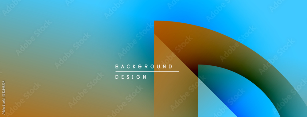 Poster abstract gradient background. blue transitions to orange hues. minimalist design features curved sha