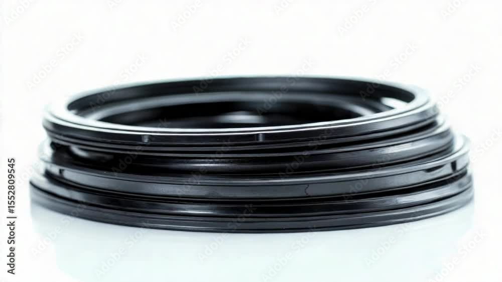 Poster stack of black rings on a white surface, suitable for use in various presentations and designs