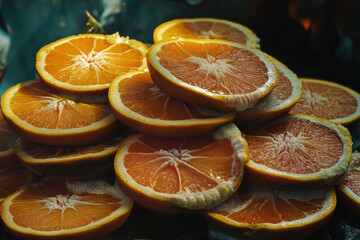 Fresh juicy orange and cinnamon slices on a white background