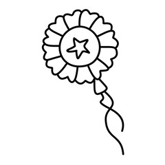 Detailed Black and White Award Ribbon with Star and Streamer Design.