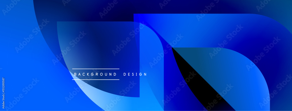 Poster Abstract blue shapes overlap creating dynamic background. Smooth gradients suggest movement, modern design aesthetic.