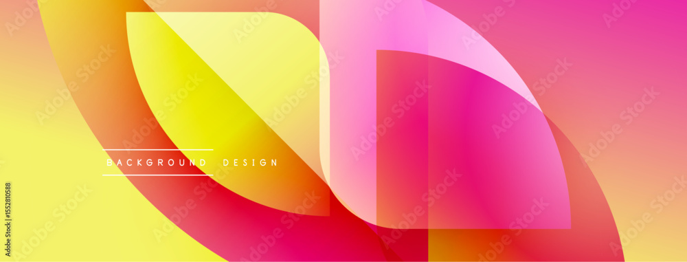 Poster Abstract vibrant shapes overlap. Yellow, orange, pink gradients create dynamic visual effect. Modern design element for backgrounds.
