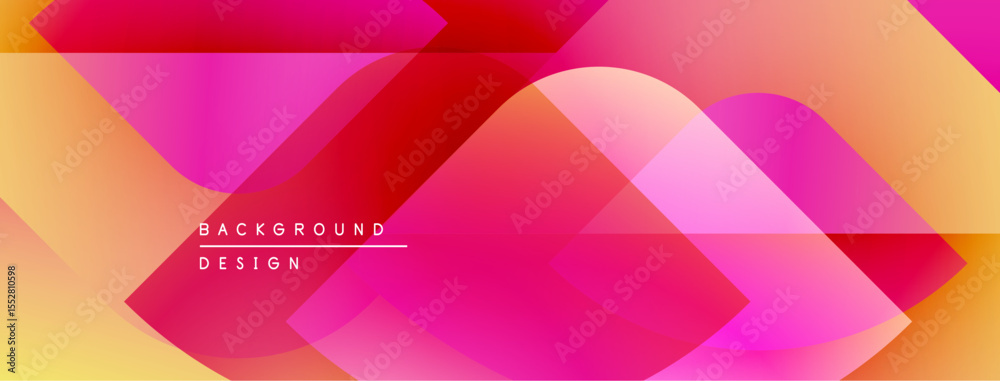 Poster Abstract geometric shapes overlap. Gradient colorsyellow, orange, pink, redcreate dynamic visual effect. Modern design element.