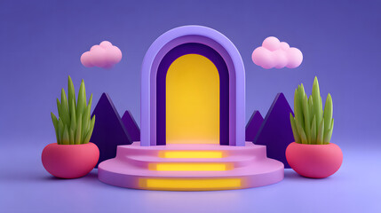 3D Scene E-commerce Product Exhibition Booth Background