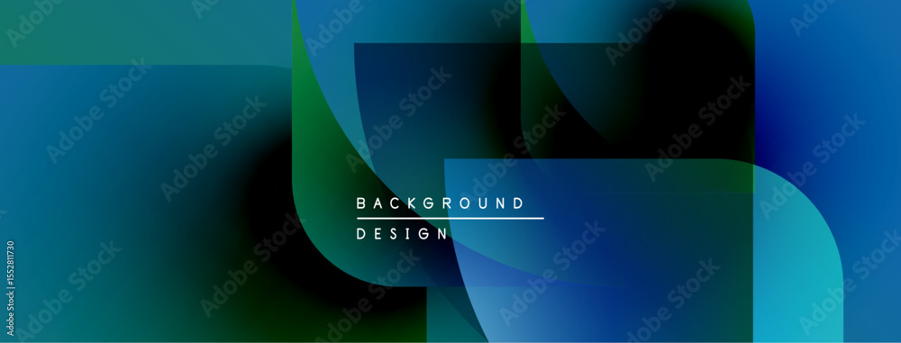 Poster Abstract fluid shapes overlap, creating vibrant blue gradients. Modern design elements suggest dynamic movement, smooth transitions.