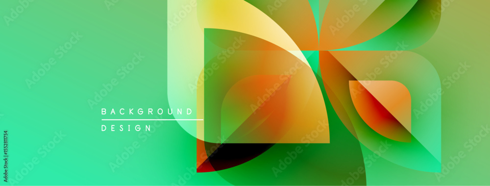 Aufkleber Abstract geometric shapes overlap, creating vibrant color gradients. Design features smooth transitions, modern aesthetic.