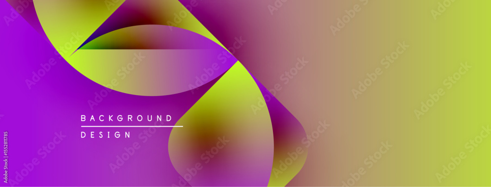 Poster Abstract fluid shapes blend vibrant purple, yellow hues. Gradient background creates dynamic visual effect. Modern design element.