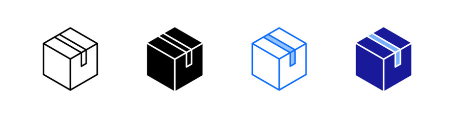 Box Multiple Style Icon Set Vector 