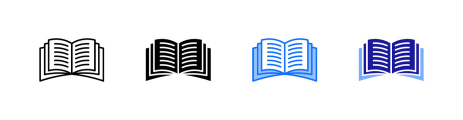 Book Multiple Style Icon Set Vector 