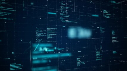 Abstract digital interface with data streams and graphical representations - Powered by Adobe