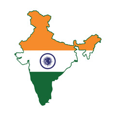 India Independence Day Vector Icon – Tricolor India Map Silhouette, perfect for infographics and app designs