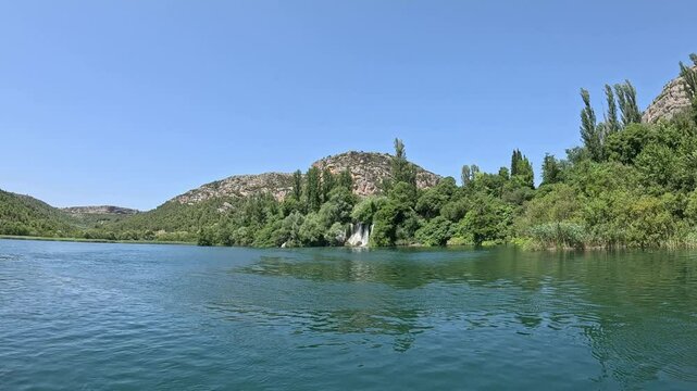 Scenic view of Roski waterfall in Krka National Park, Croatia