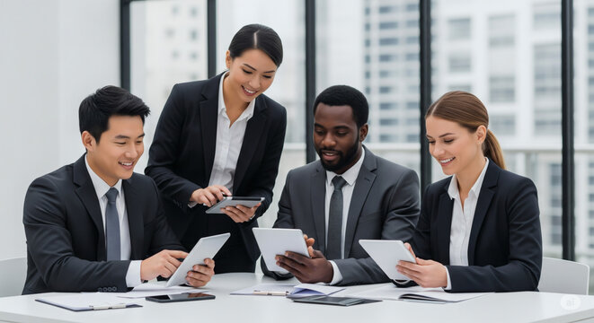business team working together in office