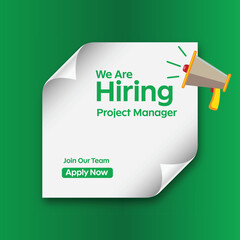 We Are Hiring Project Manager Poster Design – Job Vacancy Announcement Template