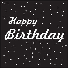 Minimalist Black and White Happy Birthday Card with Polka Dot Design