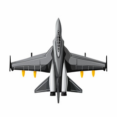 Overhead view of a futuristic military jet aircraft.