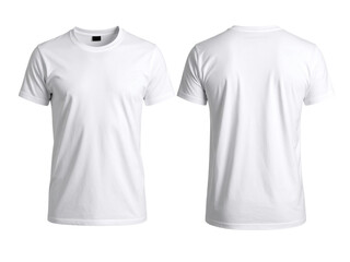 Plain white tshirt front and back for mockup designs. Suitable for creating custom apparel concepts for branding and promotional purposes.