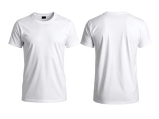 Plain white tshirt front and back for mockup designs. Suitable for creating custom apparel concepts for branding and promotional purposes.
