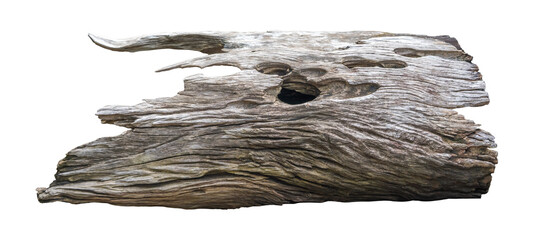 Old driftwood piece or natual driftwood. Natural weathered wooden log with intricate details. Piece of weathered driftwood