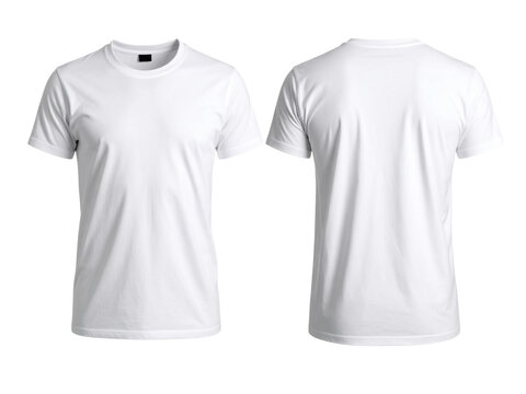 Plain white tshirt front and back for mockup designs. Suitable for creating custom apparel concepts for branding and promotional purposes.