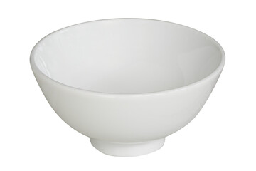 Clean empty white ceramic bowl isolated. Empty white bowl on transparency background.